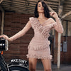 Oblique & Off-Shoulder Ruffle Evening Dress