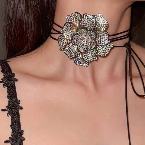 Lux Bling Flower Choker