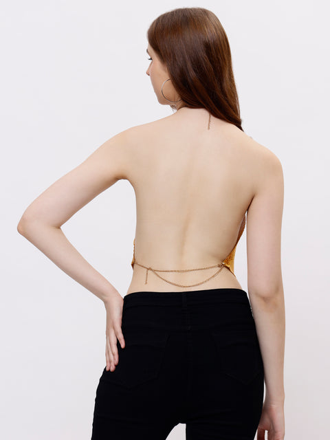 Backless Gold Bling Top
