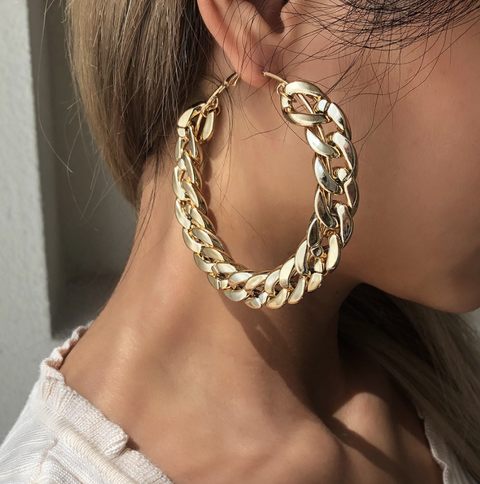 Gold Chain Hoops