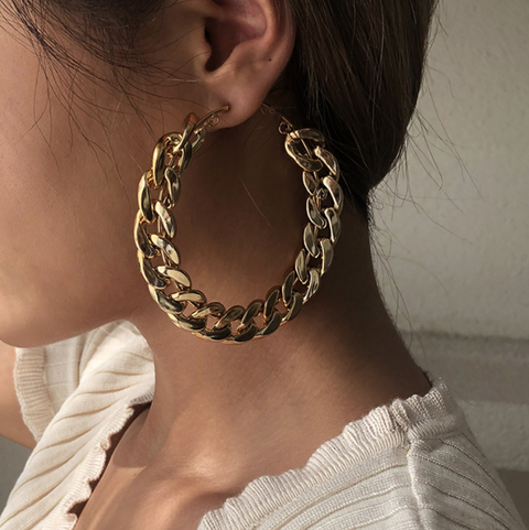 Gold Chain Hoops