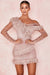 Oblique & Off-Shoulder Ruffle Evening Dress