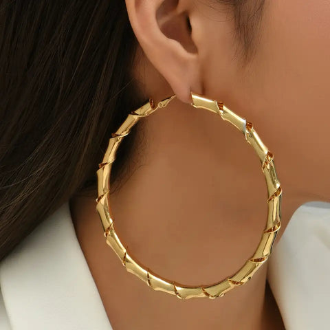 Gold Bamboo Hoops