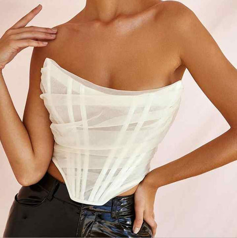 Fishbone Mesh Crop Top