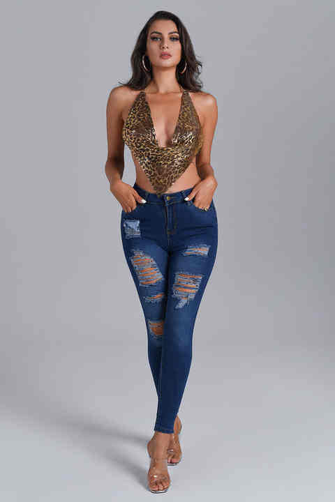 Backless Leopard Top