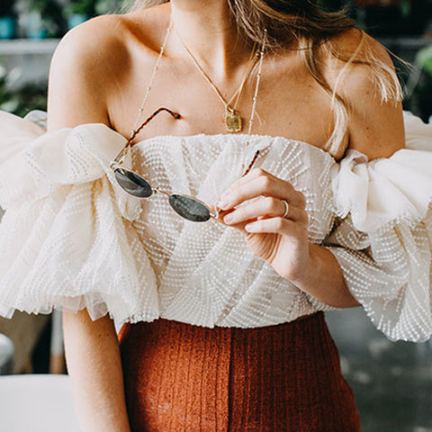 Embroidered Ruffle Crop Top