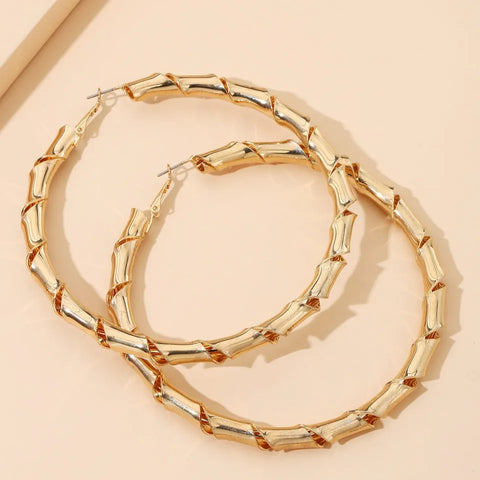 Gold Bamboo Hoops
