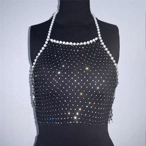 Pearl Mesh Beach Coverup Top