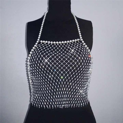 Pearl Mesh Beach Coverup Top