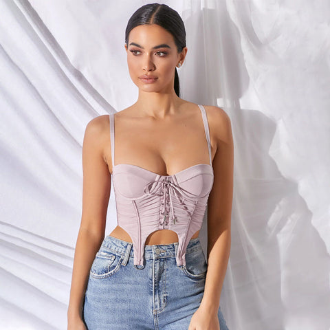 Sexy Crop Top Bandage Double-Layer Top